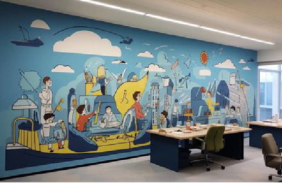 牟定办公室墙绘的特点。